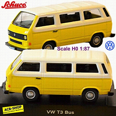 VW T3 Bus 1979-92 Giallo+Bianco 1:87 Schuco 25610 - Immagine 1 di 4