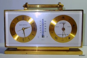 De colección Swiza Sheffield Escritorio Combo Reloj Despertador Barómetro Termómetro Funciona - Imagen 1 de 9