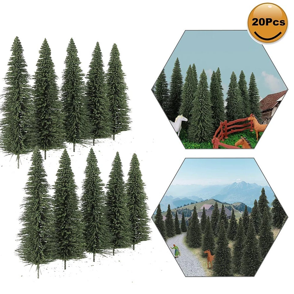20pcs 12.5cm Model Pine Trees Deep Green Pines For O Scale Model Railroad Layout - Image 1 of 4
