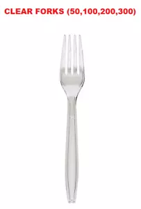 Clear reusable Plastic forks(Pack of 50,100,200,300)for Parties Wedding Catering - Picture 1 of 4