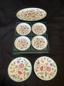 MINTON HADDON HALL BONE CHINA 6 Pin Dishes + Oval Dish - Picture 1 of 12