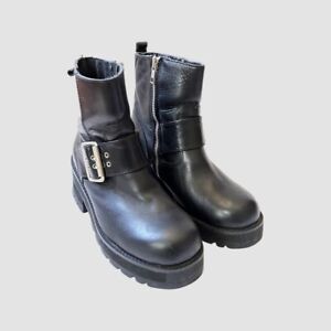 Riverstone Vintage Black Leather 90's Style Platform Boots US7
