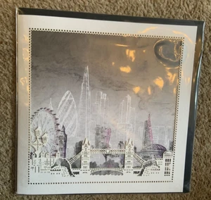 London Skyline Card Blank Paperchase square 15.5cm layered - Picture 1 of 4
