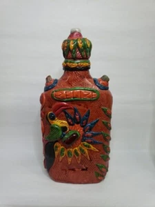 Polymer Clay Parrot Bird 3D Art Clay Pottery Glass Flask Decorative - Picture 1 of 16