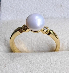 NEU AAAAA 6-7MM SÜDSEE ECHT WEISSE OHRSTECKER PERLE RING 925S - Bild 1 von 3