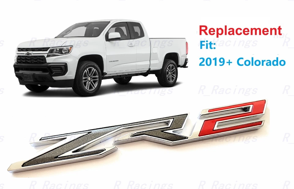1PC Chrome Red Rear Tailgate ZR2 Emblem Badge 2019+ Chevrolet Colorado - Image 1 of 4