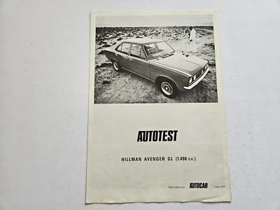 HILLMAN AVENGER AUTOCAR REVIEW SALES BROCHURE 1970 - Image 1 of 4