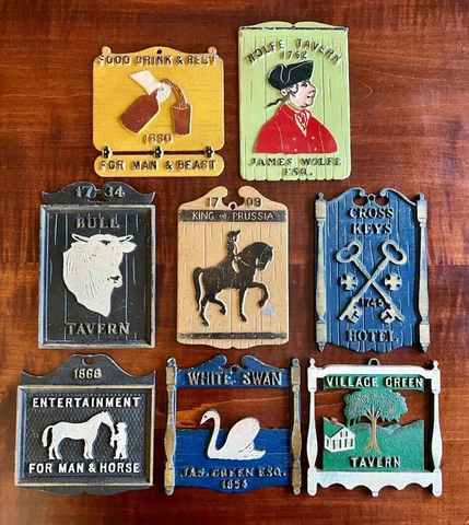 Vintage EMIG Aluminum Wall Plaque Tavern Sign Replica  Lot Of 8 Cover