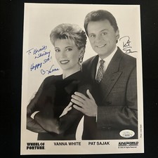 Vanna White & Pat Sajak Signed 8x10 Photo - Wheel of Fortune - JSA AE64754