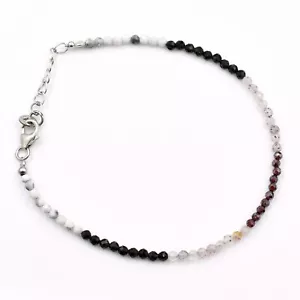 Natürliche Multi Edelstein Perlen 2 mm Mikro Facettiert Sterlingsilber Kette Armband - Bild 1 von 4