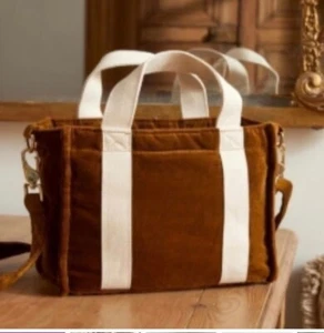 NWT Sezane Mini Cabas Velours Curry Brown Tote Bag Crossbody Cute!!!!! - Picture 1 of 7