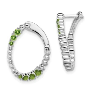 20.3mm 14k White Gold Peridot Oval Hoop Earrings - Picture 1 of 4