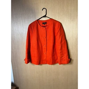 Talbots linen orange red boxy button down blazer jacket - Picture 1 of 6