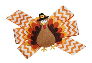 WD2U 4,5" Chevron Pilgrim Tom Truthahn Thanksgiving Haarschleife französische Clip Barrette - Bild 1 von 2
