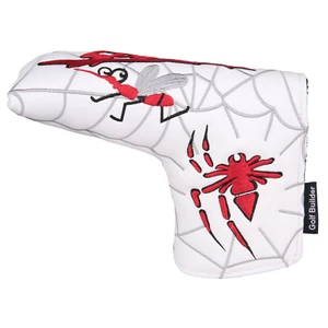 White Leather Spider Embroidery Golf Blade Putter Head Cover Magnetic Closure - Picture 1 of 5