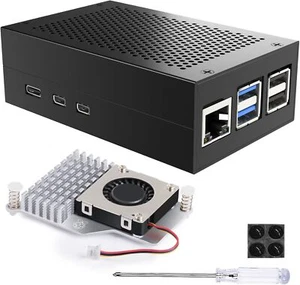 Retro Gehäuse für Raspberry Pi 5 mit Official Active Cooler Lüfter Aluminium Ca - Bild 1 von 9