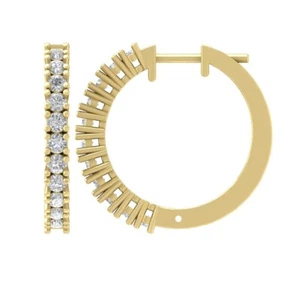 10K Yellow Gold Diamond Hoop Earrings for Women 1 cttw, I-J Color, 4.82g - Picture 1 of 5