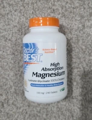 Doctor's Best, Lisinato de Glicinato de Magnesio de Alta Absorción, 100 mg, 240 Comprimidos Foto 1 de 3