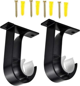 2pcs Deckenhalterung Vorhangstangenhalter Schwarz Stangenauflagen für - Bild 1 von 6