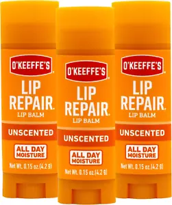 Balsamo Labbra Riparatore Senza Profumo per Labbra Secche, Screpolate, Stick, (Confezione da 3) - Foto 1 di 12