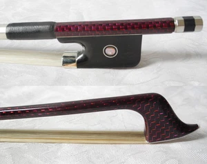 Top red silk carbon fiber Cello bow 3/4 ebony frog abalone great performance - Picture 1 of 8