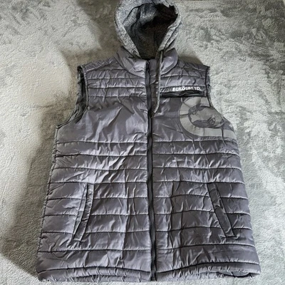 Ecko Unltd Puffer Vest Mens M Gray Reflective Hooded Full Zip Y2K Streetwear - Image 1 of 4