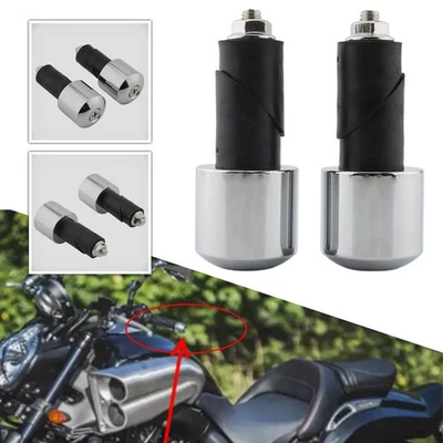 2x Handlebar End Caps Plugs For Yamaha VMAX 400 450 500 540 750 1200 1700 Chrome - Image 1 of 4