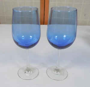 Greenbrier International Blau Tönung Wein/Wasser Stielglas, Set/Menge 2, EXC - Bild 1 von 6