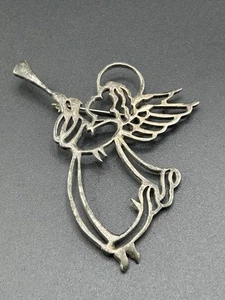 Vintage Sterling Silber Brosche Trompete Engel - Bild 1 von 10