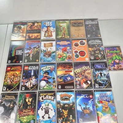 Sony PSP Huge Video Game Lot (22 Games, 3 UMDs) Star Wars, Clank, Hot Shots, Etc - Image 1 of 4