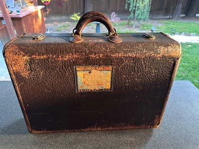 Antique Hartmann Hard Case SuitCase Double Handle Leather Wrapped Luggage 15" - Image 1 of 4