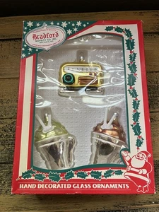 Bradford 50's Style Radio Shake Glass Christmas Ornaments New - Picture 1 of 3