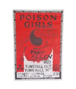 Poison Girls Tunstall Town Hall 1981 27x17" Approx Silk Screened Punk Poster - Imagen 1 de 1