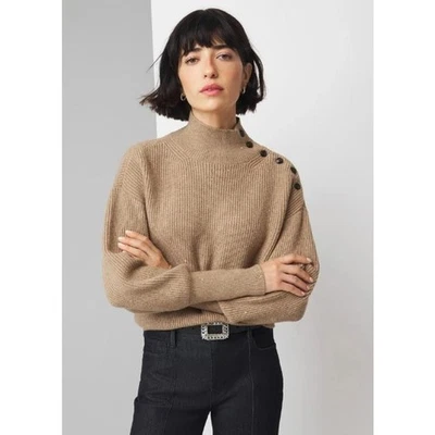 Suéter Chalet Jaspeado Casa Blanca Mercado Negro Pequeño Lentejuelas Cuello Simulado Botón Foto 1 de 4