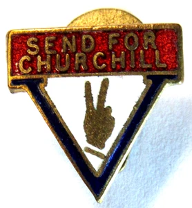Segunda Guerra Mundial ENVÍO PARA CHURCHILL esmalte incrustaciones cuello tachuela botón FRENTE DE CASA ^ - Imagen 1 de 3