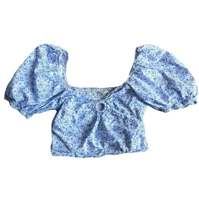 Sim & Sam Floral Crop Top Small Keyhole Neck Puff Sleeves Stretchy Blouse - image 1 of 4