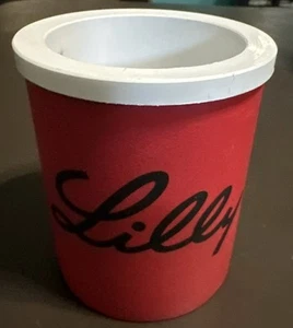 Lilly Pharmaceuticals Koozie Can Holder. Red White - Picture 1 of 4