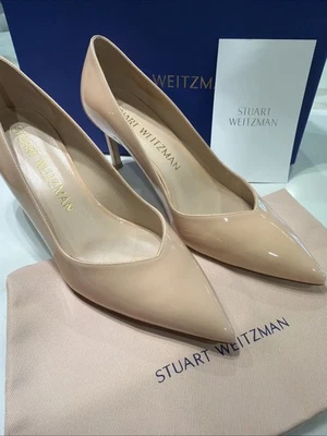Stuart Weitzman Womens Anny 70 Pumps Heels Patent Leather Nude Blush $475 Sz 9.5 - Image 1 of 4