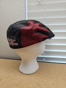 Vintage Harley Davidson Ledermütze Newsboy Cabbie Cap Mütze Medium bestickt A2 - Bild 1 von 13