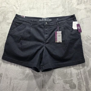 Gloria Vanderbilt Shorts Damen 24W schwarz Plissee hoher Bund entspanntes Bein abnehmen - Bild 1 von 9