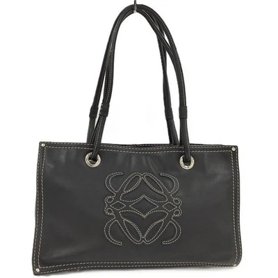Bolso de Mano LOEWE Anagram Cuero de Hombro Negro Auténtico Usado de Japón Foto 1 de 4