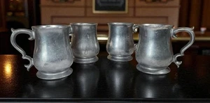 4er Set Zinn Queen Anne Ann Stil Kaffee Bier Krug Tasse verzierter Griff - Bild 1 von 4