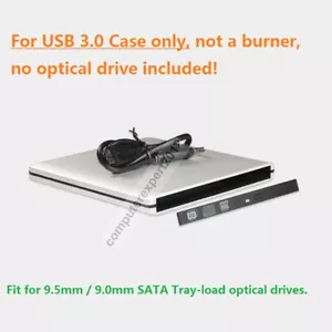 External USB 3.0 Drive Enclosure Case for Laptop 9.5mm SATA DVD DVDRW ODD DVD - Picture 1 of 5