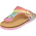 Supersoft Mädchen Schuhe 474-415 Zehentrenner Pantolette Lederfußbett Rainbow