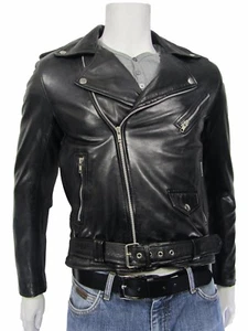 Neu Herren schwarz Napa klassisch Brando Mode Biker weiche Lederjacke Fahrrad Rock - Bild 1 von 1
