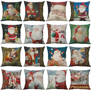 Father Christmas with Presents Throw Pillow covers Santa Claus Cushion Cover - Picture 1 of 21