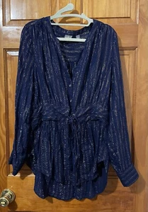 SOHO 70’s DISCO style Firecracker Sparkle Blouse Tunic Cardigan Women’s L - Picture 1 of 7
