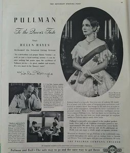 1937 Pullman railroad rail way to the Queen's taste Helen Hayes photo vintage ad - Picture 1 of 1