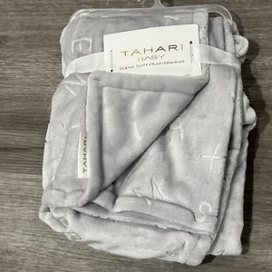 Tahari Baby geprägte Alphabet Buchstaben ABC Decke Security Lovey grau Plüsch NEU - Bild 1 von 4