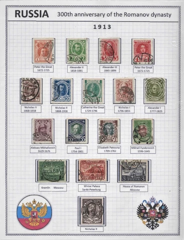 RUSSIA 1913 , 300 YEARS OF THE ROMANOV DYNASTY, Used Cover